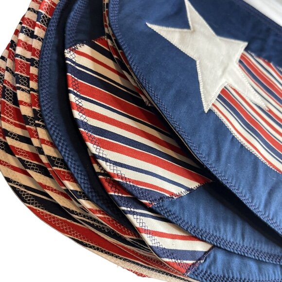 Patriotic 4th of July Placemats Lot of Eight Red White & Blue - Picture 4 of 12